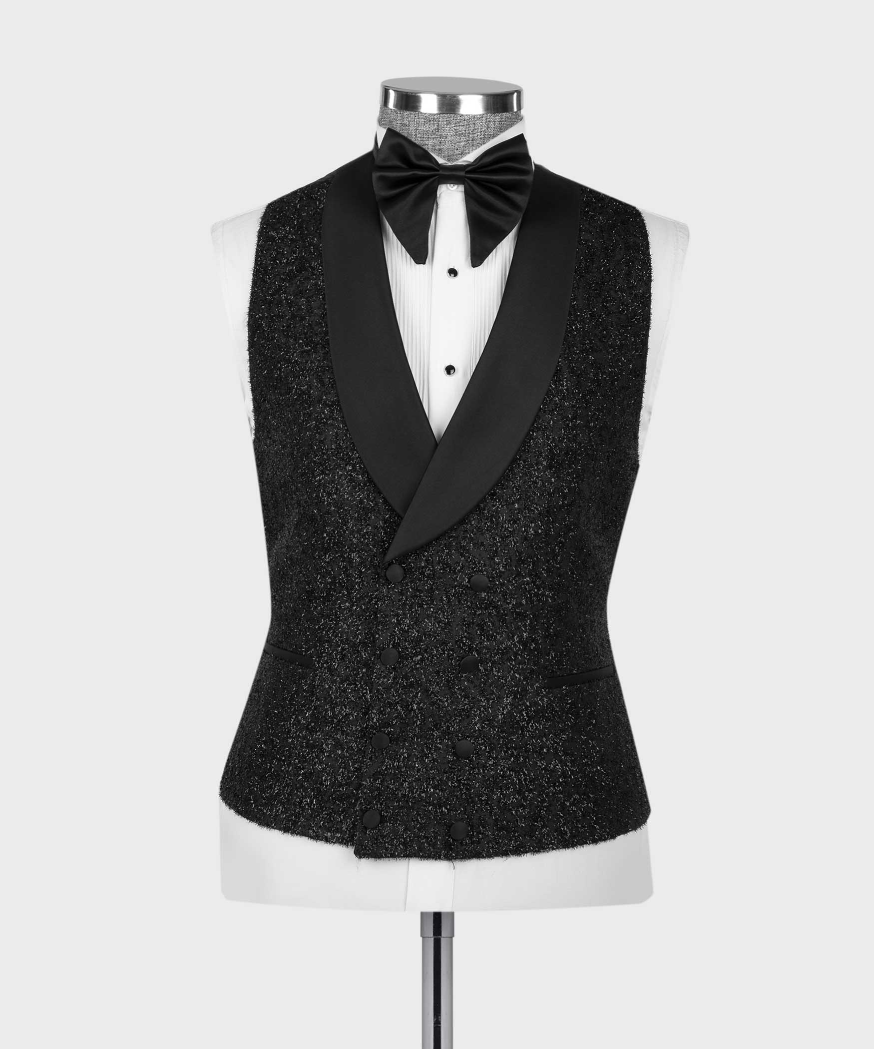 Sparkly Black 3 Pieces Shawl Lapel Bespoke Wedding Suit for Men
