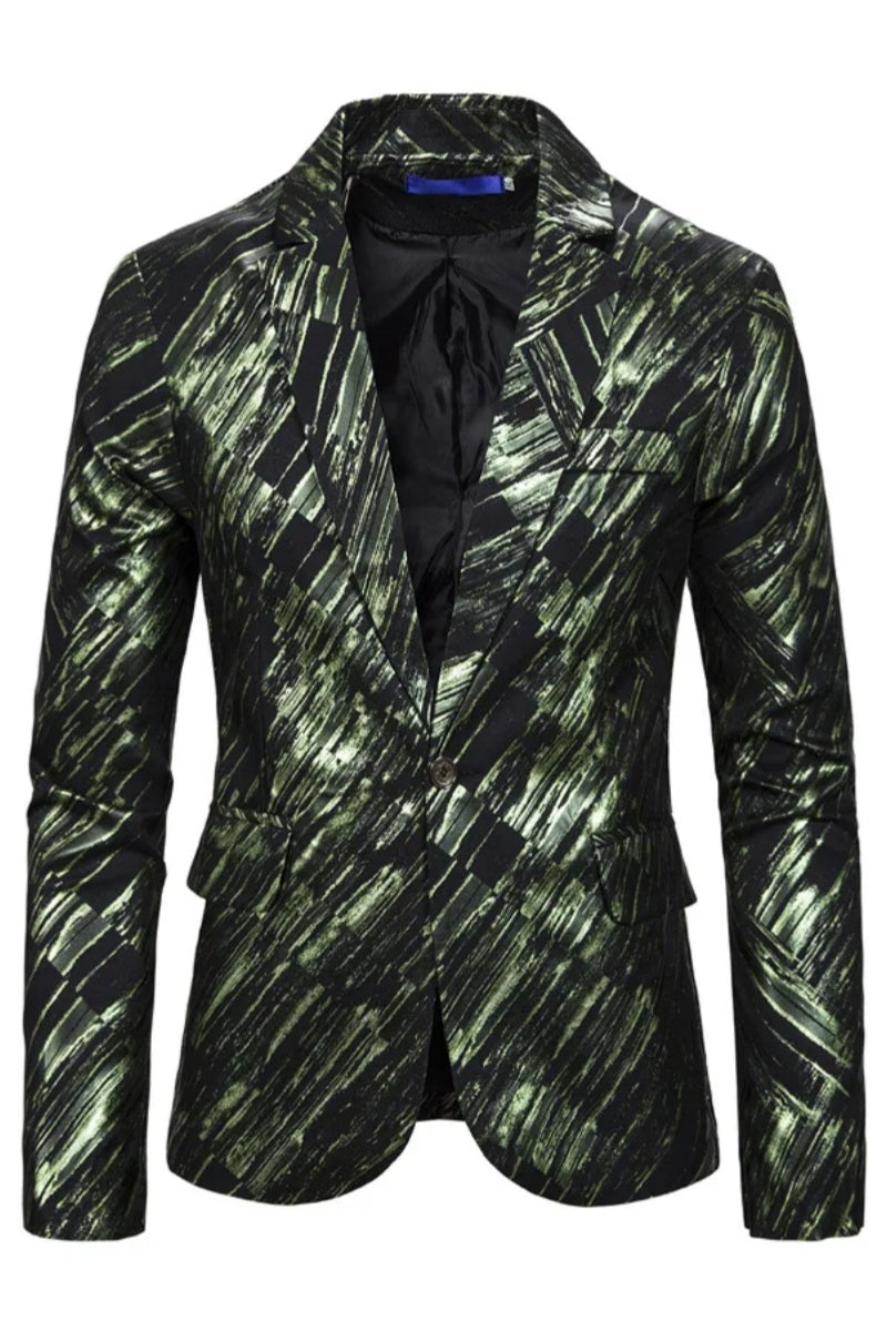 Modern Men‘s One Button Stylish Printing Jacket