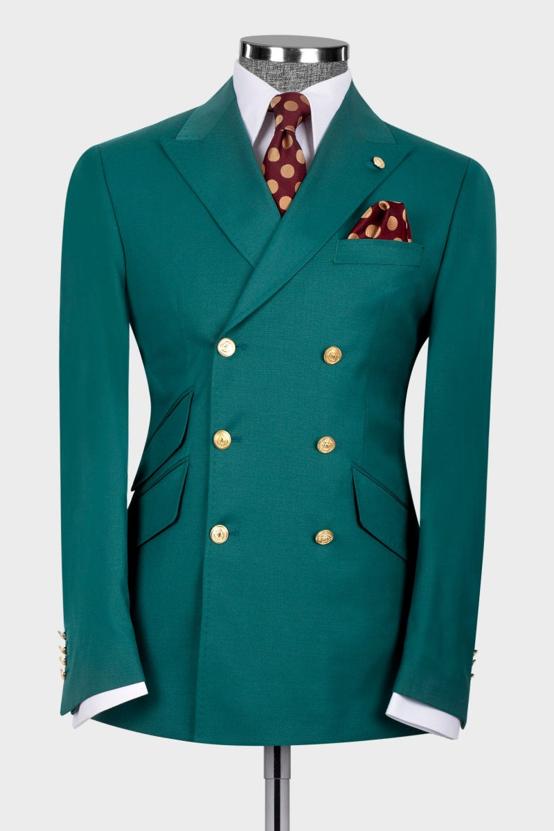 Emerald Green Double Breasted Glamorous Men Prom Suits