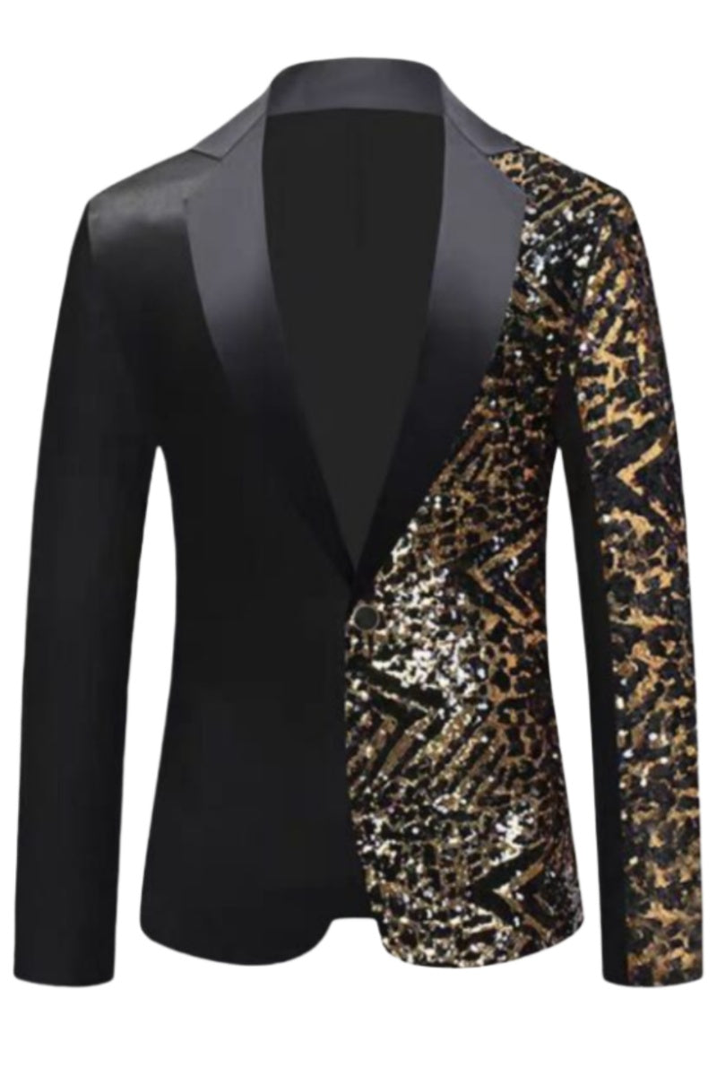 Men’s Shining Sequins Single Button Slim Blazer