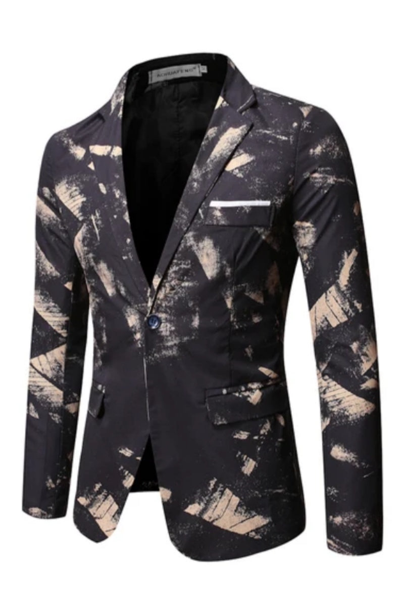 Stylish Men Patterning Printed Slim Fit Jacket