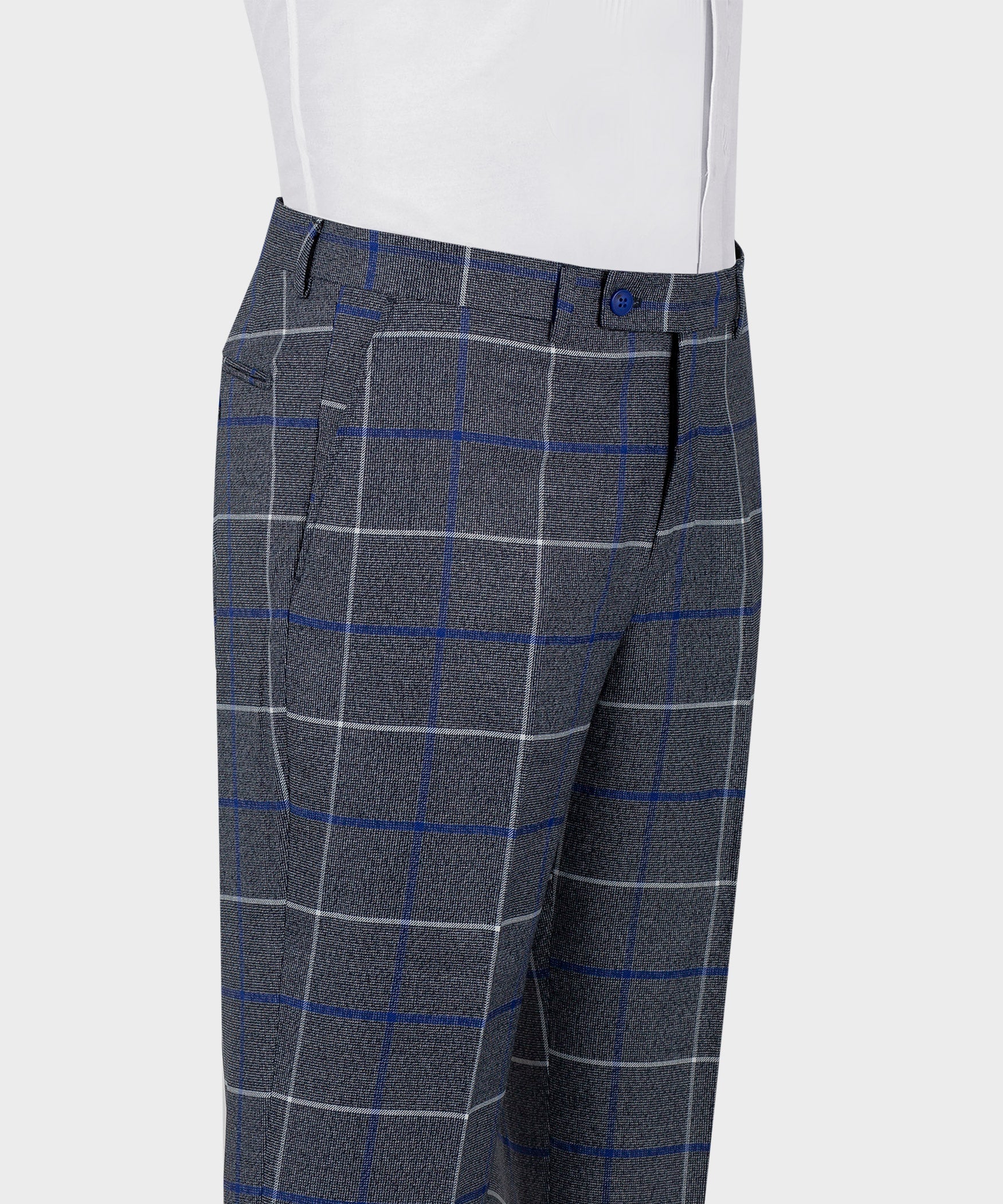 Stylish Gray Plaid Popular Peaked Lapel Formal Suits For Men