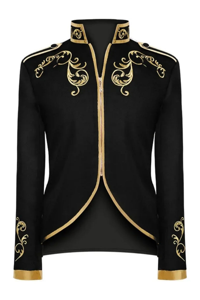 Punk Retro Tailcoat Prince Gold Embroidery Blazer