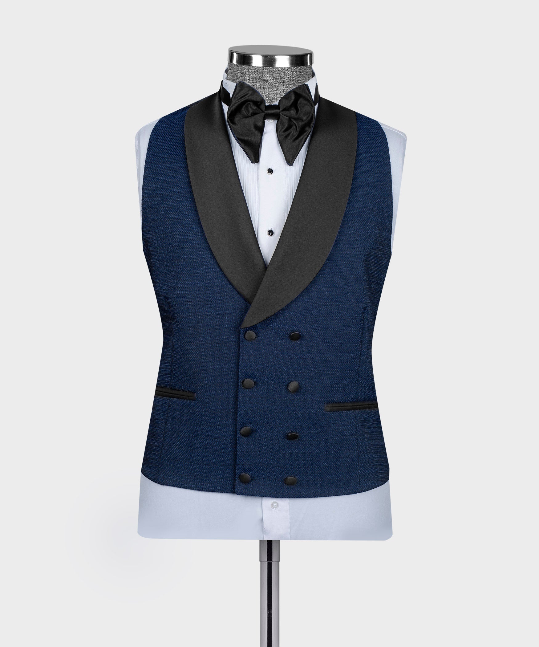 Dark Blue Fancy Shawl Lapel Popular Suits For Men With Waistcoat