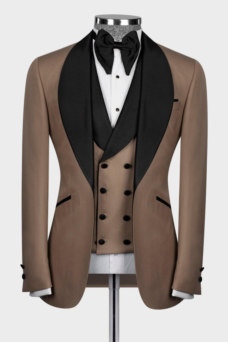 Chocolate Shawl Lapel Popular Wedding Suits For Men