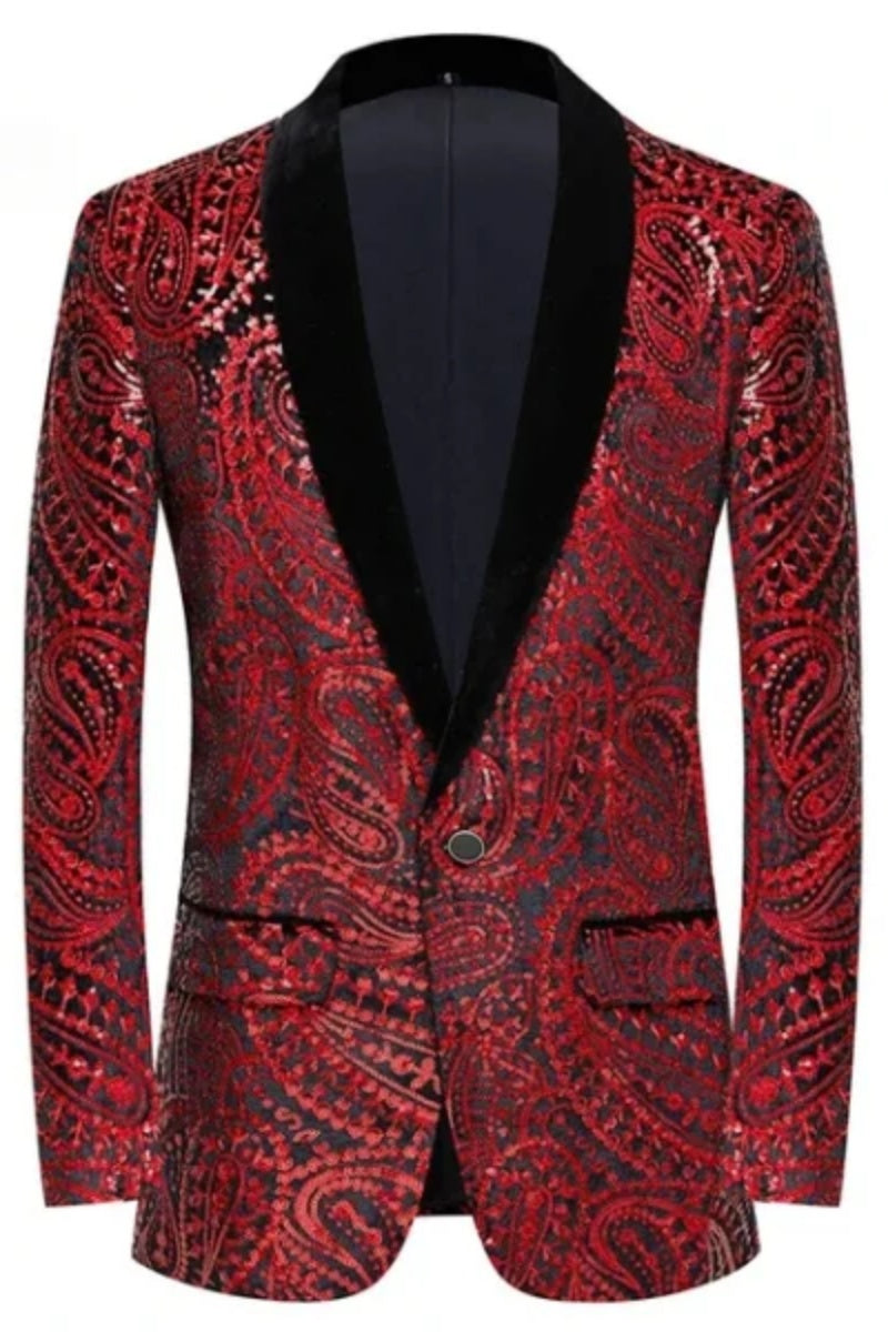 Luxury Paisley Floral Colorful Sequin Men's Jacket