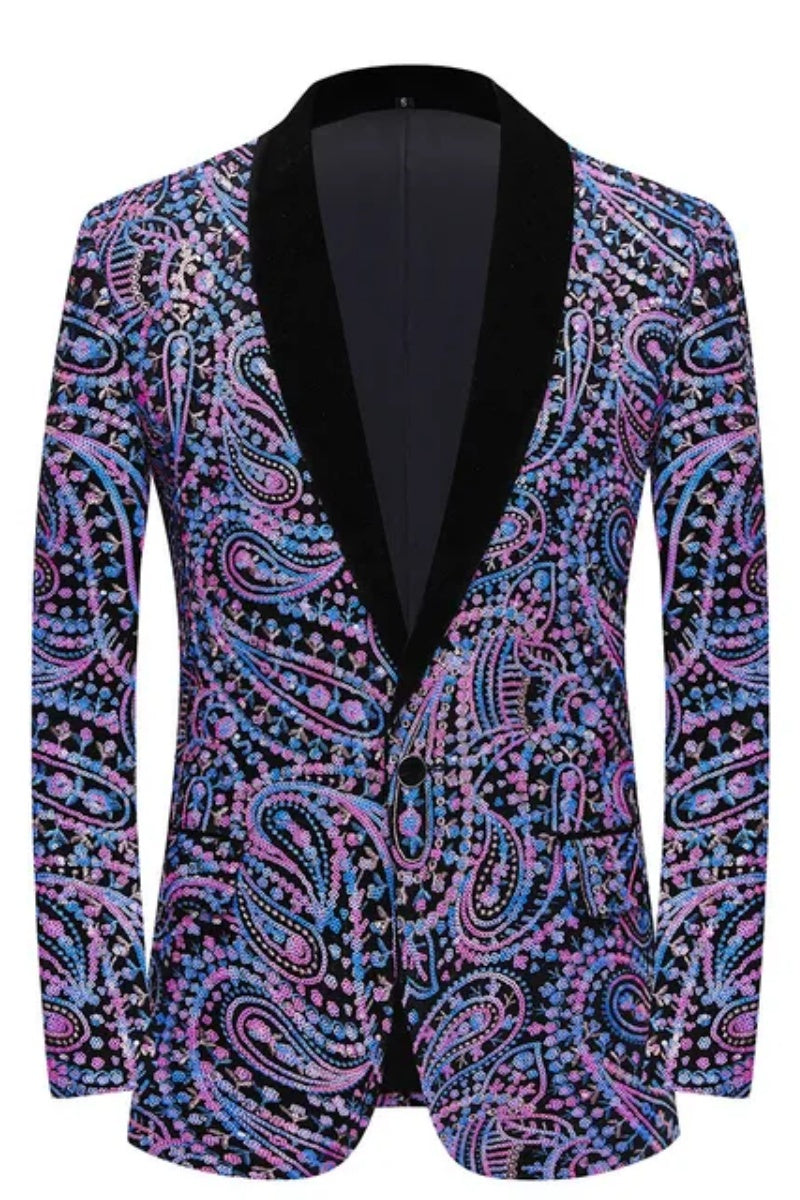 Luxury Paisley Floral Colorful Sequin Men's Jacket