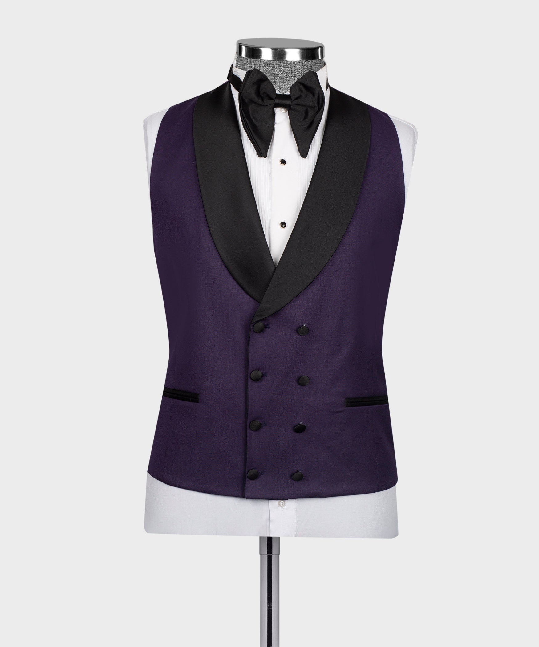 Deep Purple Popular Shawl Lapel Wedding Suits With Waistcoat