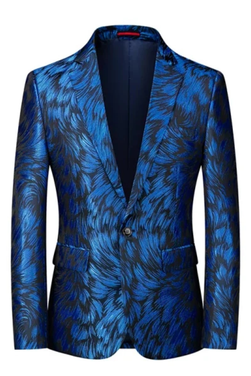 Modern Notched Lapel Jacquard Chic Men's Jacket
