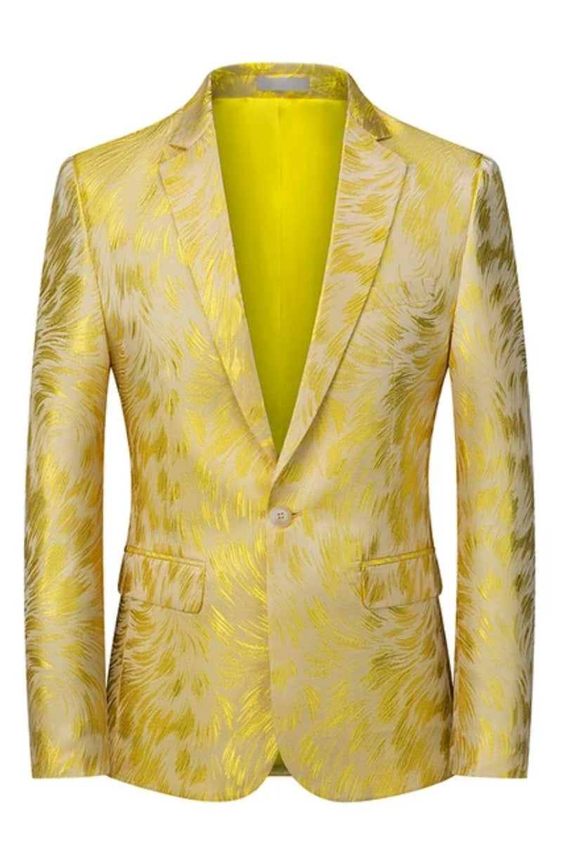 Modern Notched Lapel Jacquard Chic Men's Jacket