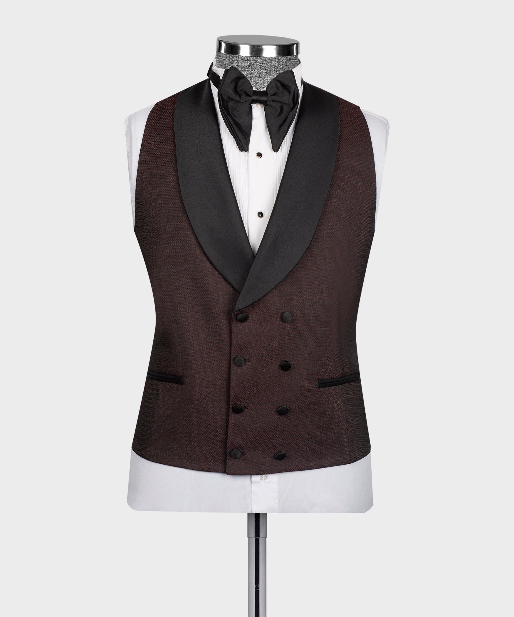 3 Pieces Deep Burgundy Chic Shawl Lapel Wedding Suits For Men