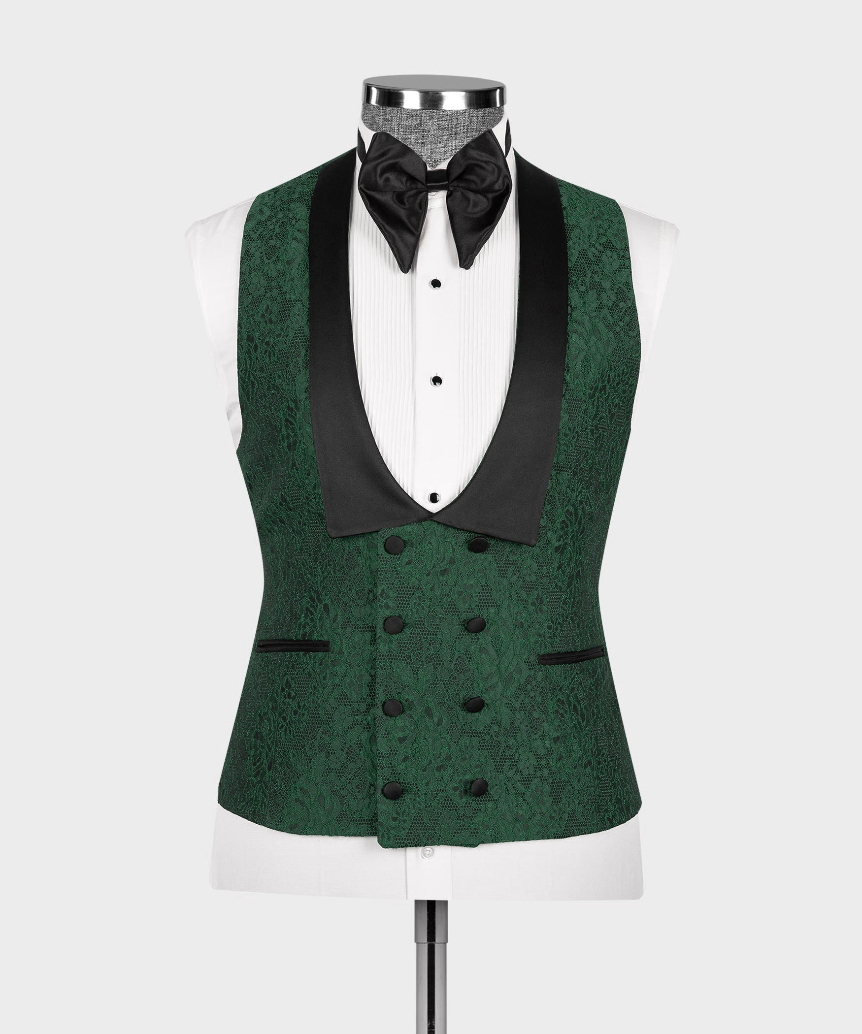 3 Pieces Green Jacquard Fashion Wedding Suits For Men