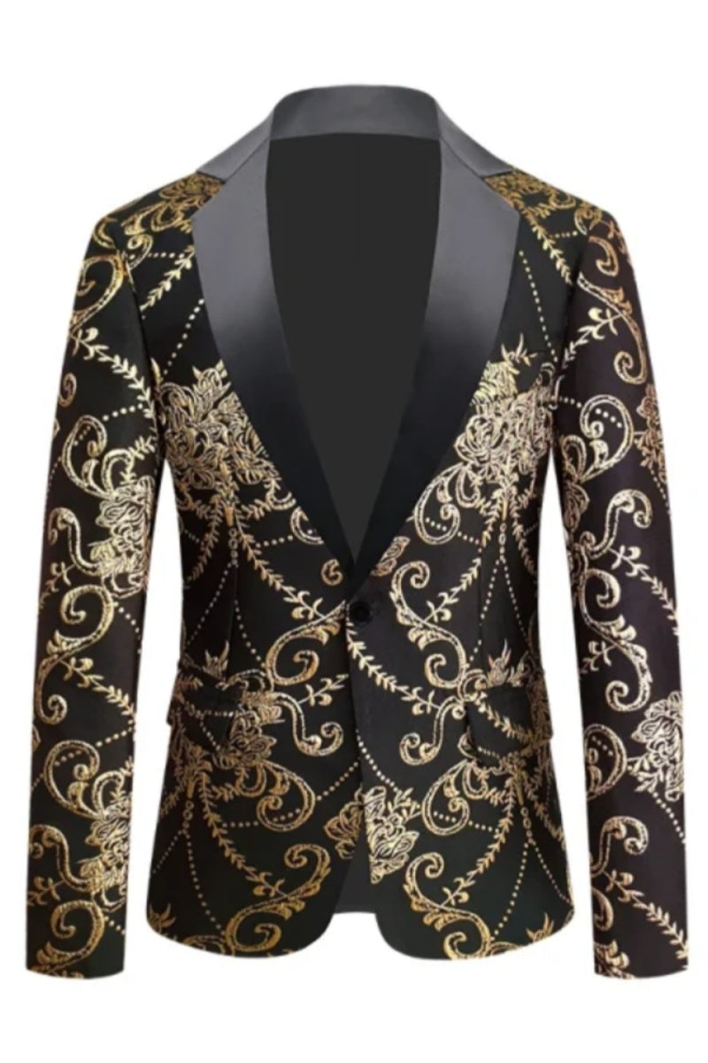 Fashion Floral Jacquard Slim Fit Men's Jacket