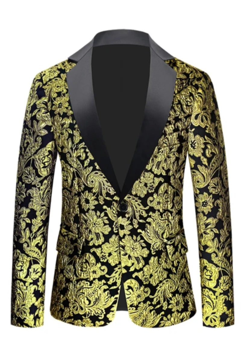 Fashion Floral Jacquard Slim Fit Men's Jacket