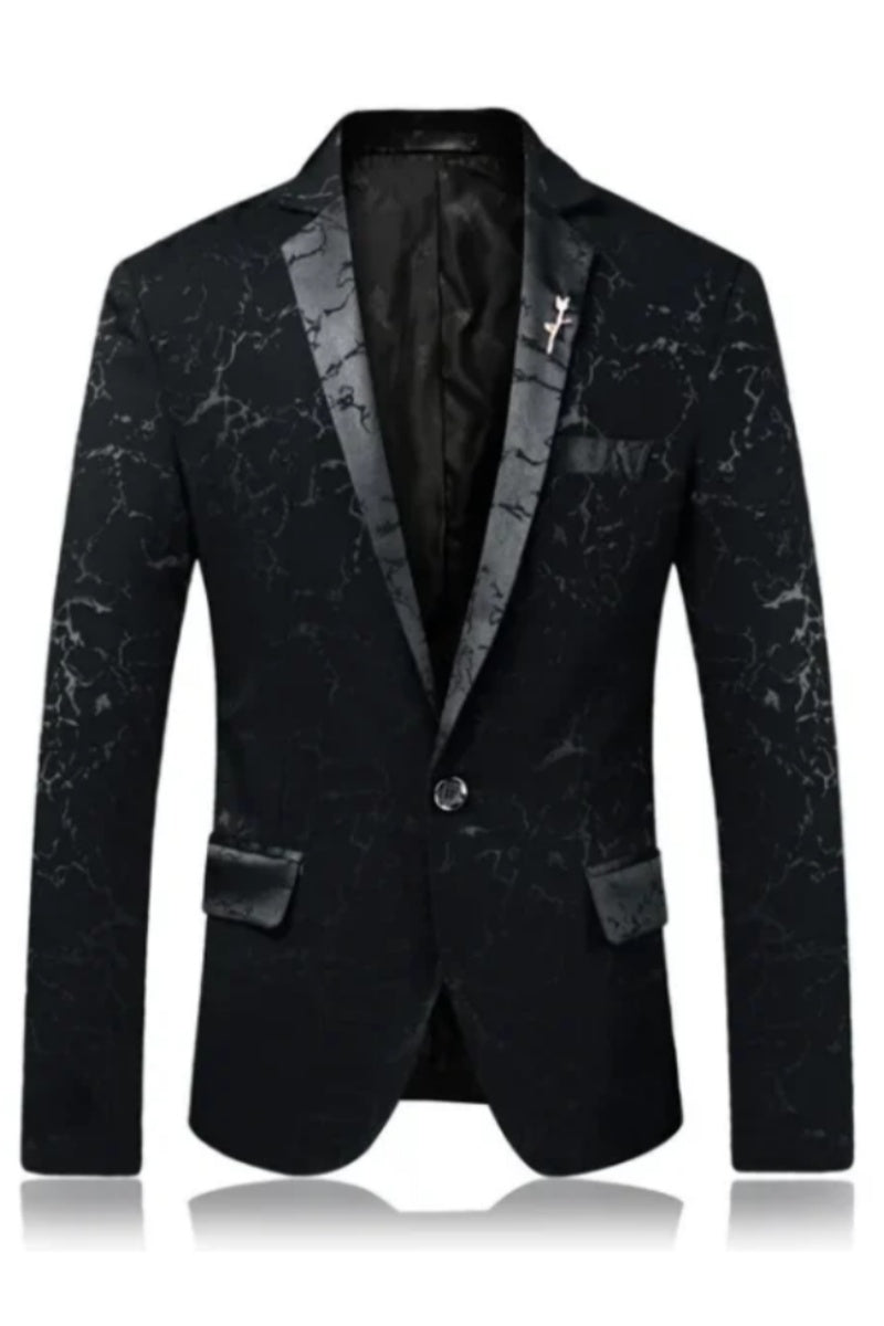 Fashion Printing Notched Lapel Men's Jacket