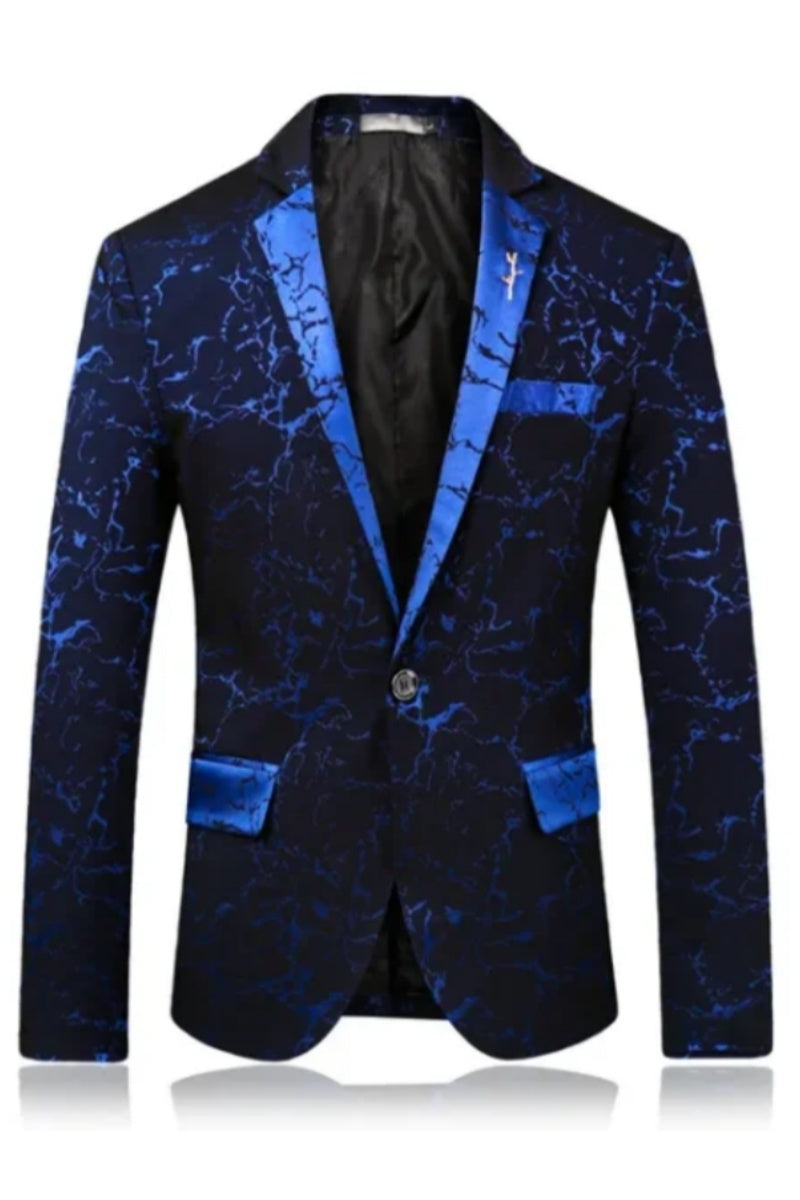 Fashion Printing Notched Lapel Men's Jacket