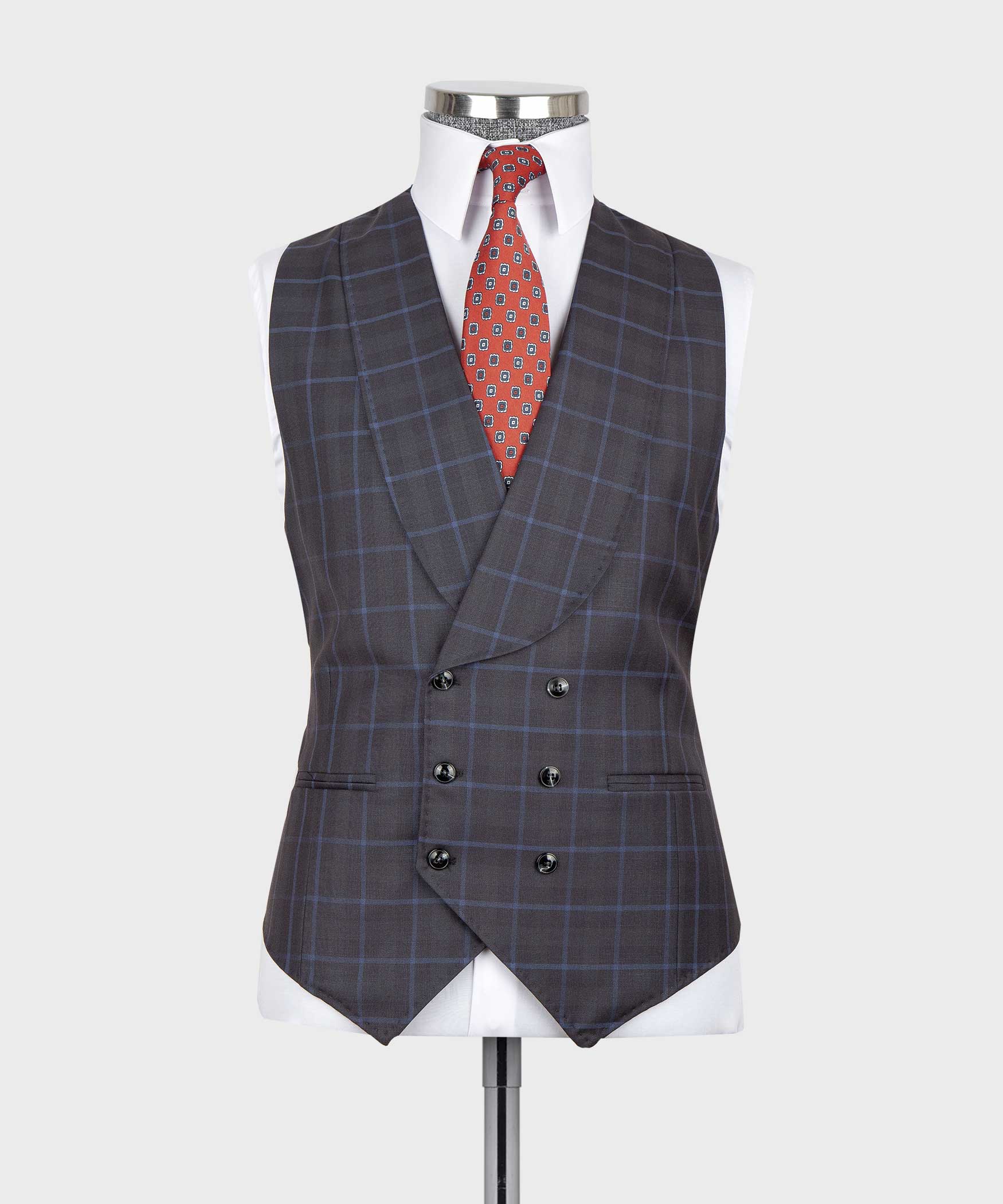 Modern Gray Plaid Newest Formal Suits For Men With Waistcoat