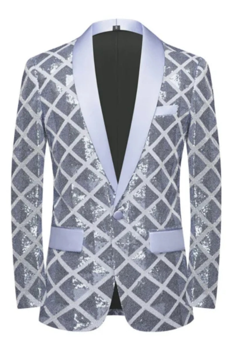 Newest Slim Shawl Lapel Shiny Sequins Men Blazer
