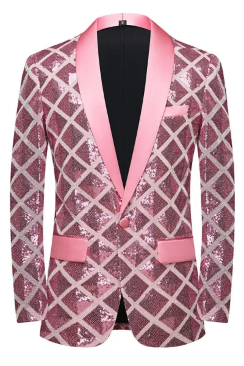 Newest Slim Shawl Lapel Shiny Sequins Men Blazer