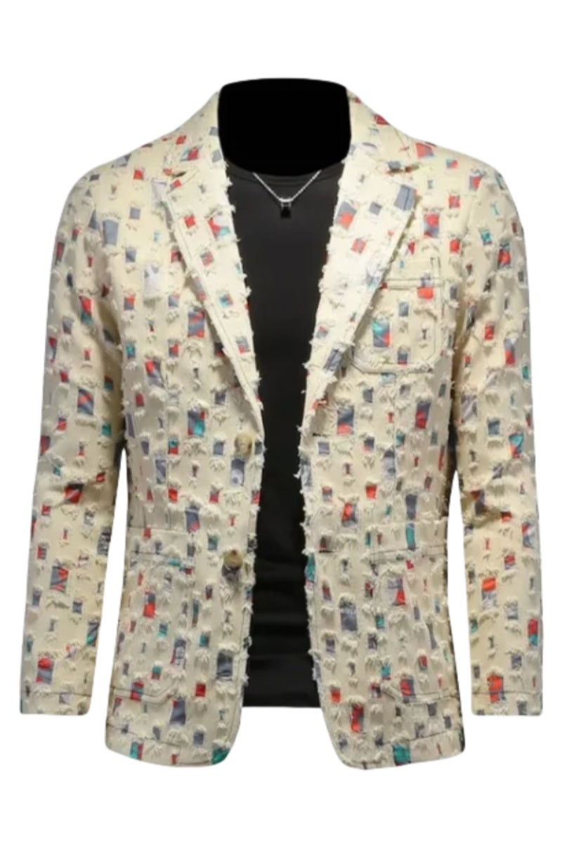 Stylish Loose Men Hole Patch Blazer