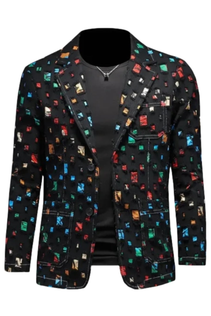 Stylish Loose Men Hole Patch Blazer