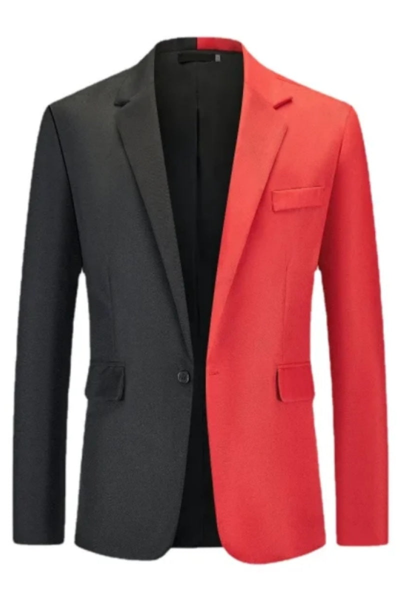 Men Stylish Patchwork Notched Lapel One Button Blazer