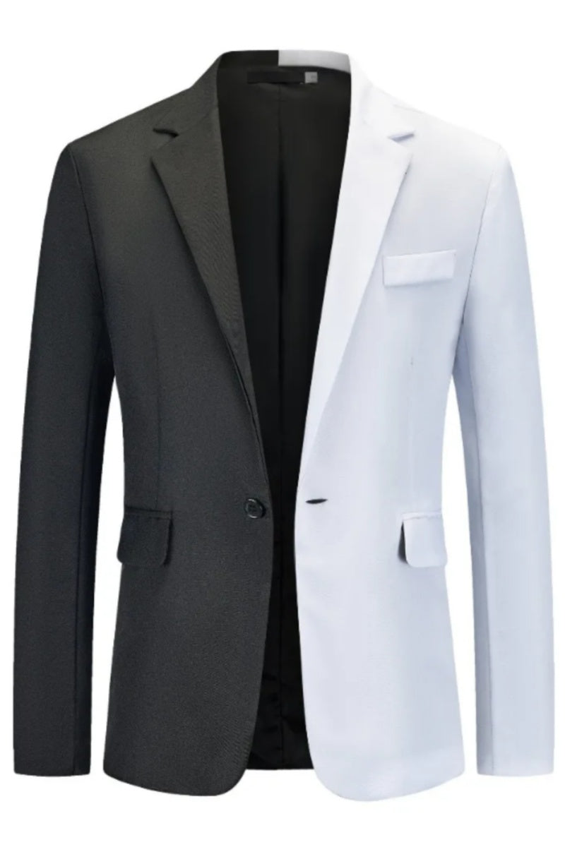 Men Stylish Patchwork Notched Lapel One Button Blazer