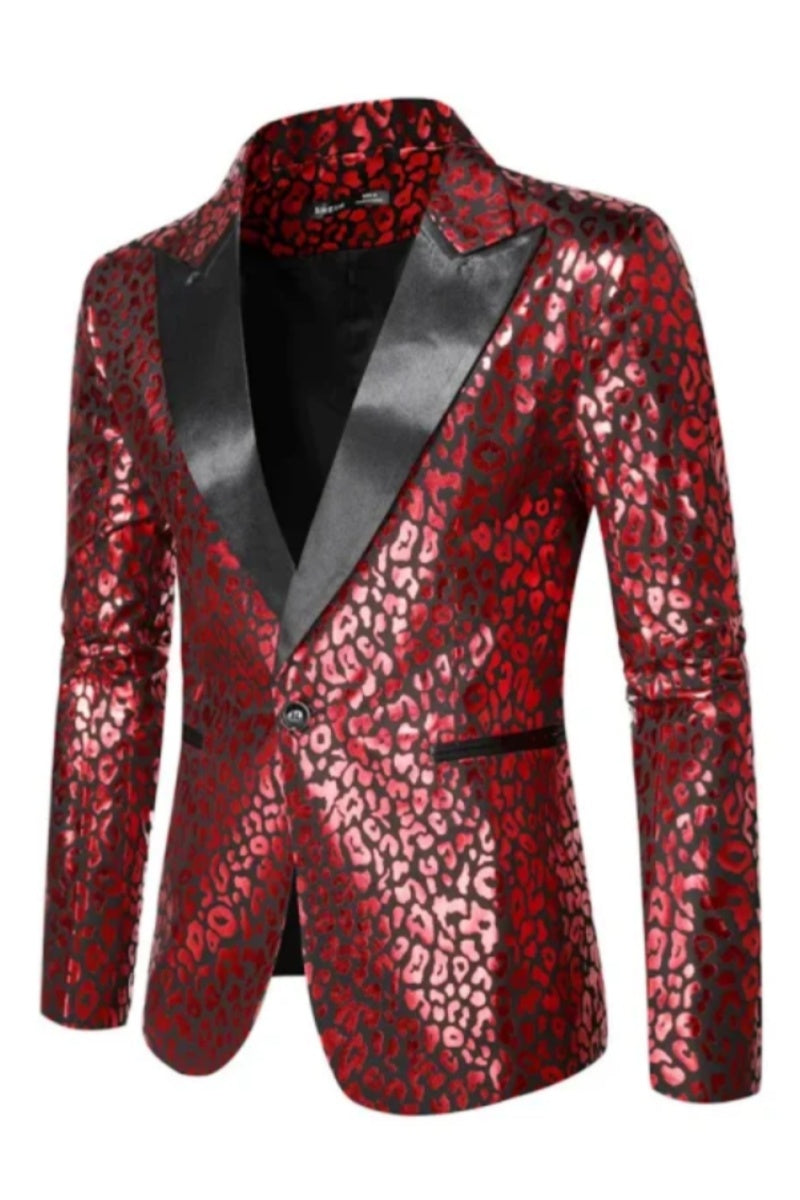 Stylish Men Luxury Red Sequins Jacket