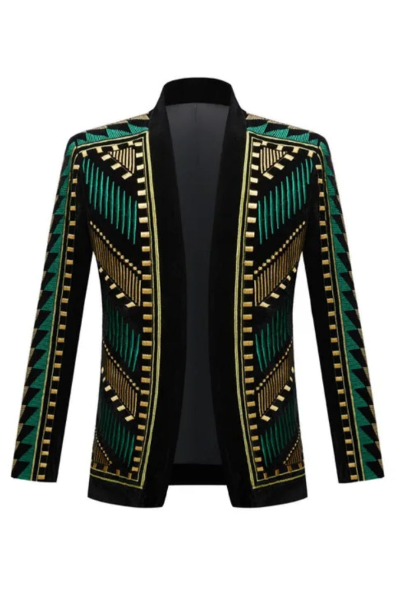 Stylish Velvet Embroidery Men Blazer