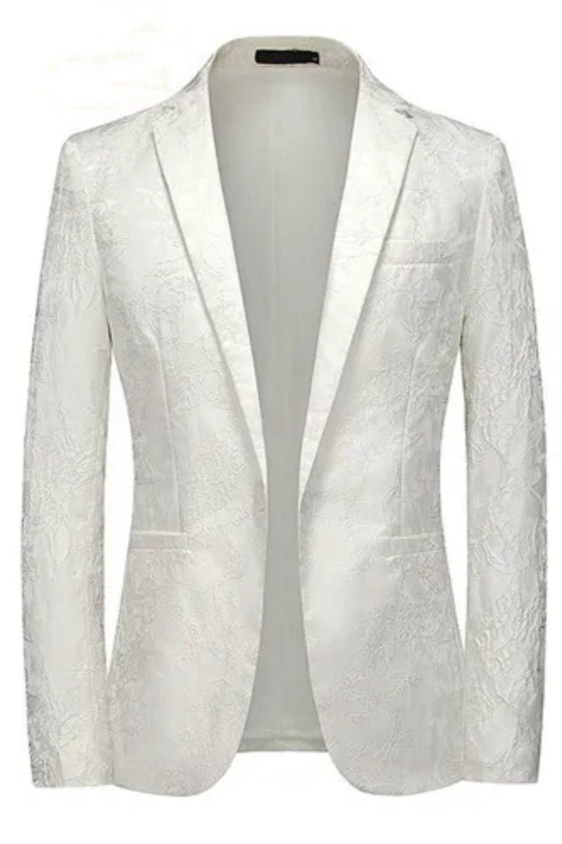 Modern Jacquard Notched Lapel Slim Fit Men's Blazer