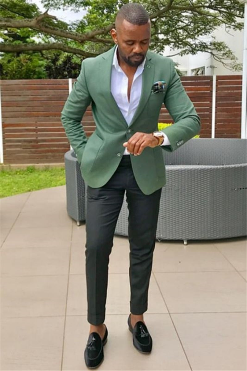 New Arrival Green Notched Lapel Slim Fit Prom Men Suits