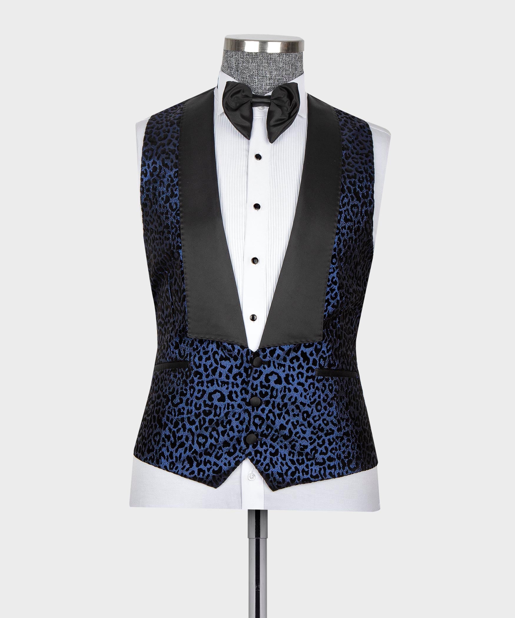 Glamorous Dark Blue Leopard Jacquard Prom Suits For Men