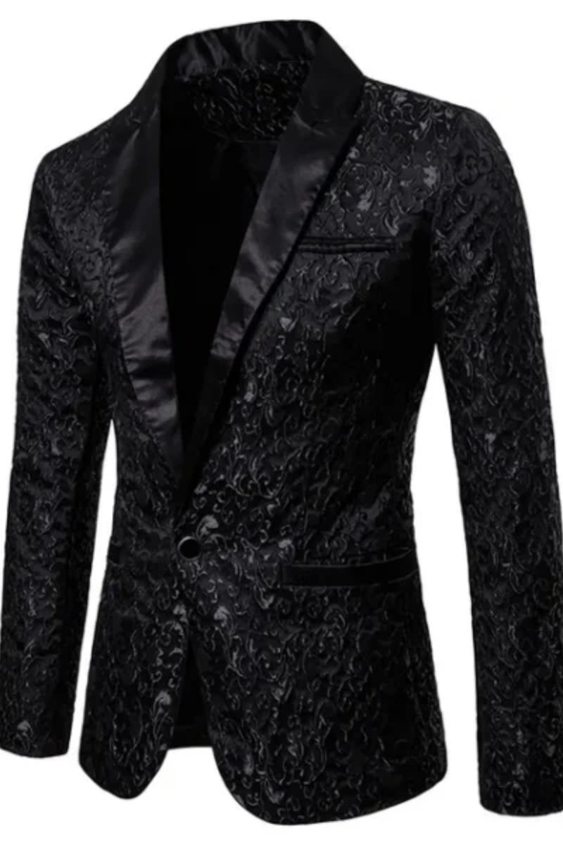 Gorgeous Jacquard Slim Fit Mens Blazer with Silk Lapel