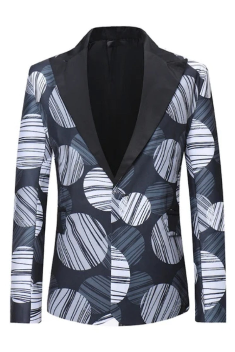 Modern Printed One Button Men's Jacket