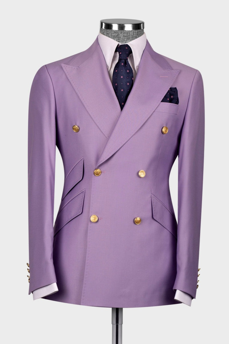 Lavender Newest Double Breasted Prom Men Suits