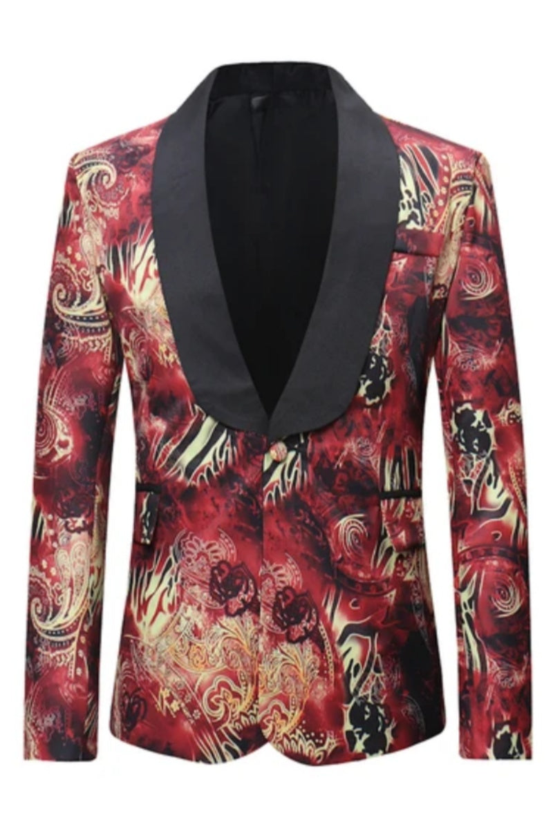 Stylish Floral Printed Close Fitting Men's Jacket