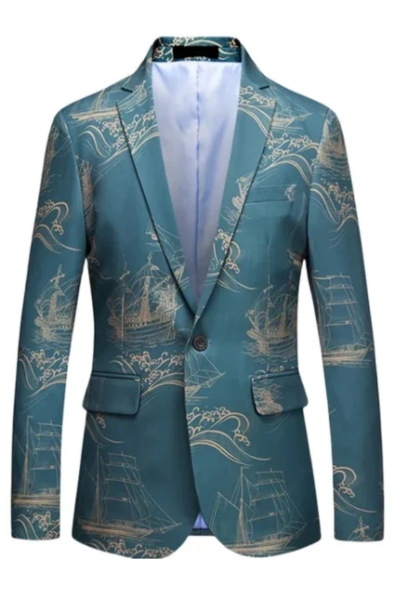 Fashion Pattern Blazer Stylish Slim Fit Printed Men Jacket