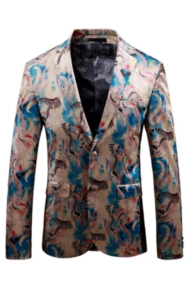 Modern Leopard 3D Digital Print Slim Fit Blazers For Men