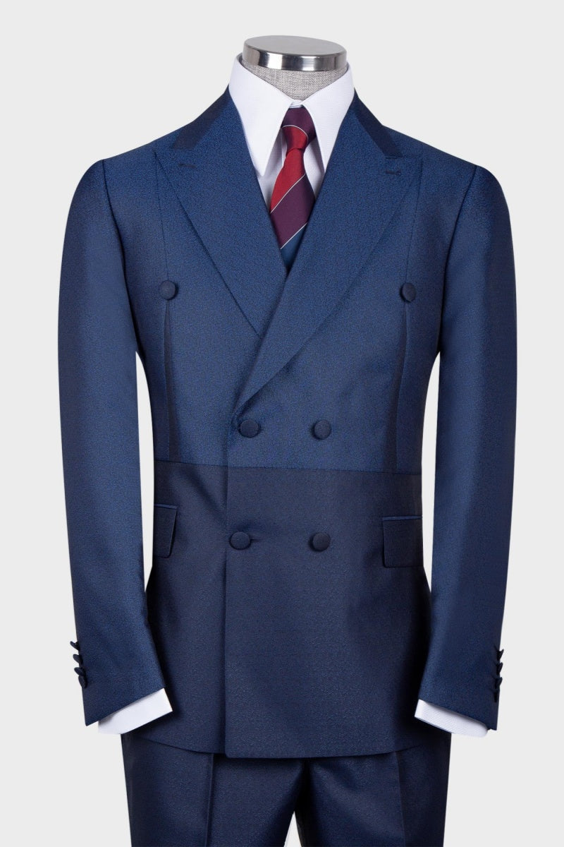 Bespoke Dark Blue Double Breasted Formal Men Suits