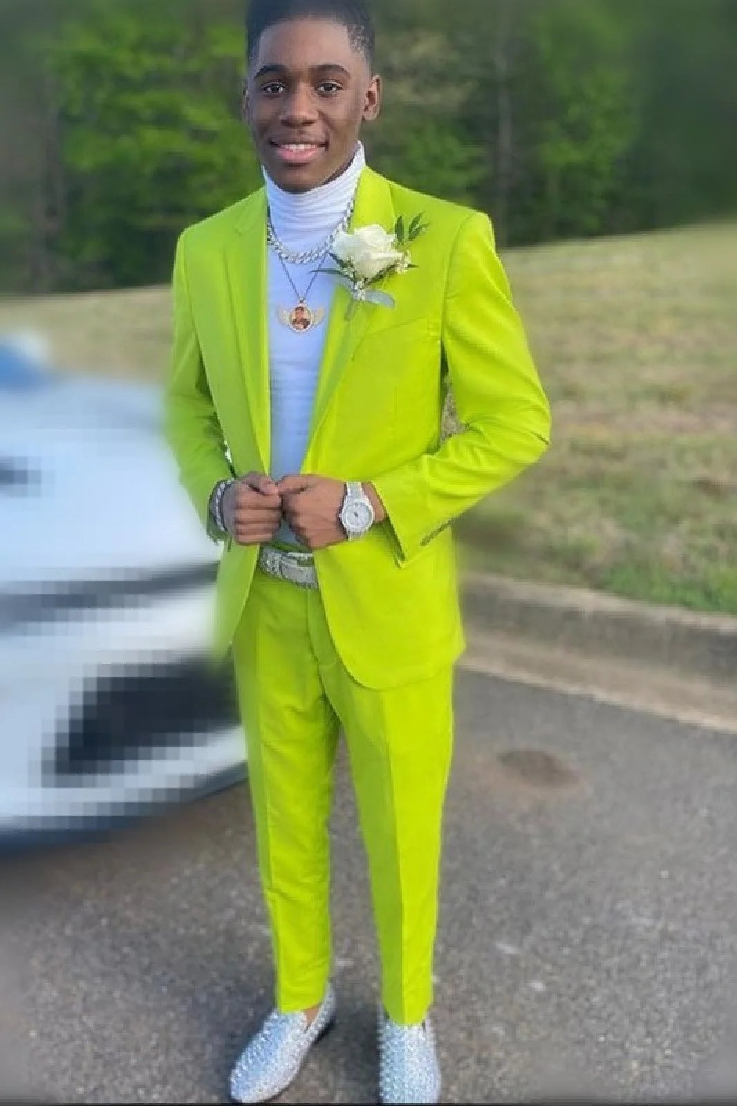 Gentle Green Notched Lapel Prom Suits For Men