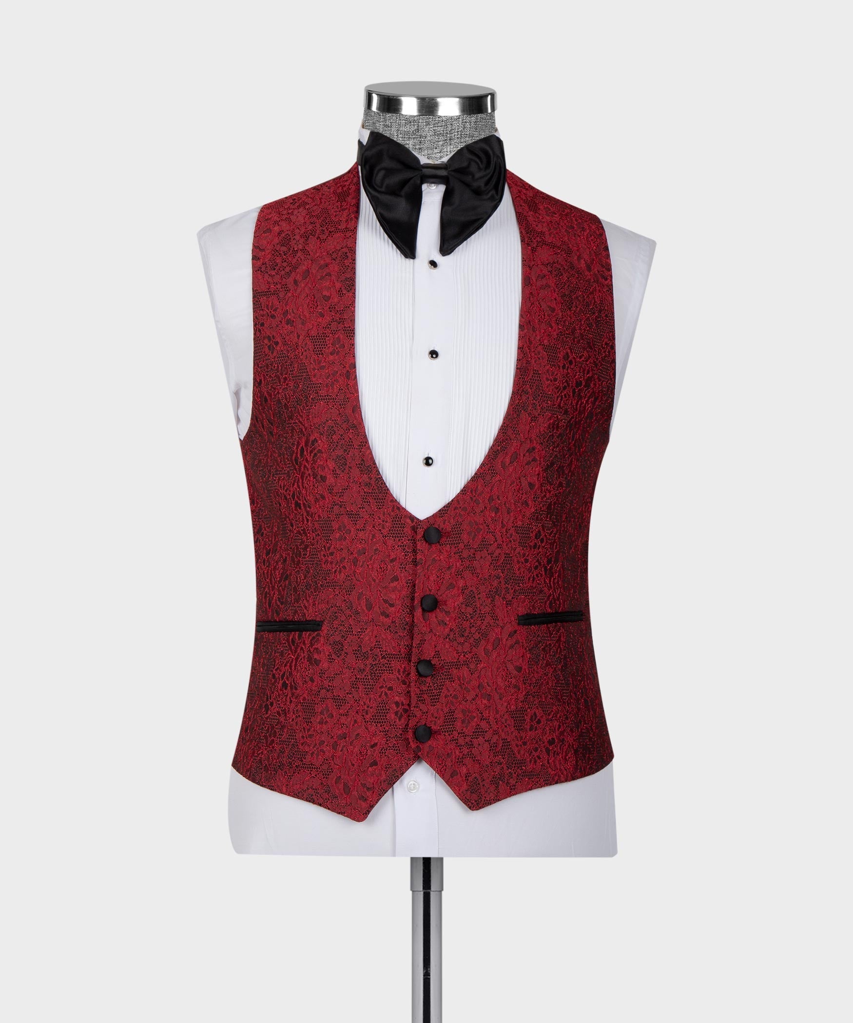 Popular Newest Red Jacquard Shawl Lapel Wedding Suits For Men