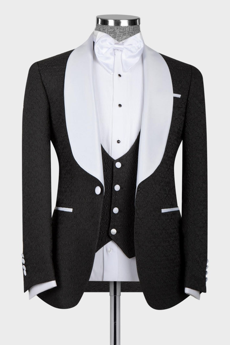 Black New Arrival Shawl Lapel Wedding Suits With Waistcoat