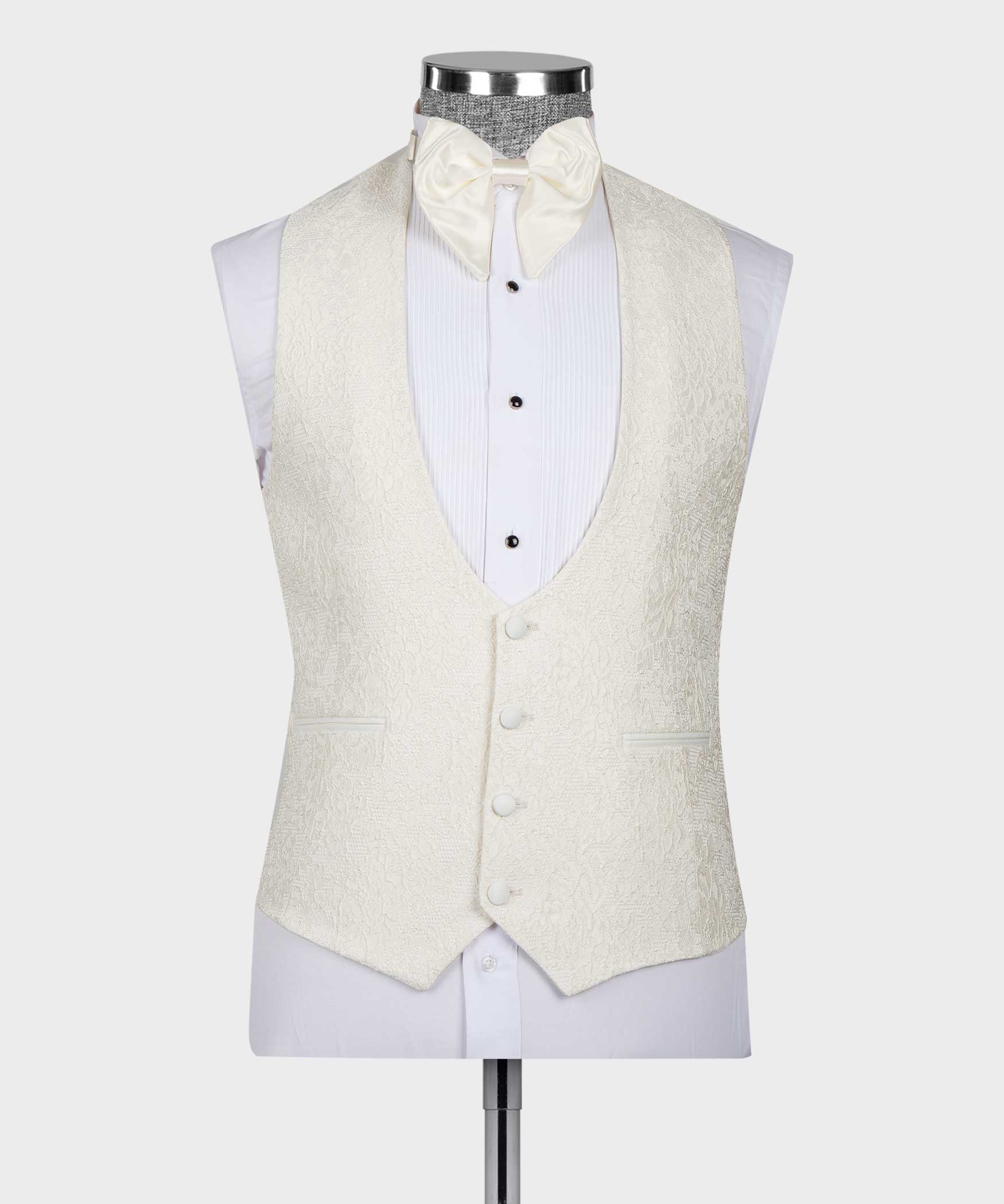 Newest Beige Jacquard Shawl Lapel 3 Pieces Men Wedding Suits