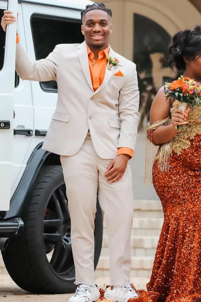 Bespoke Apricot Notched Lapel Prom Suits For Men