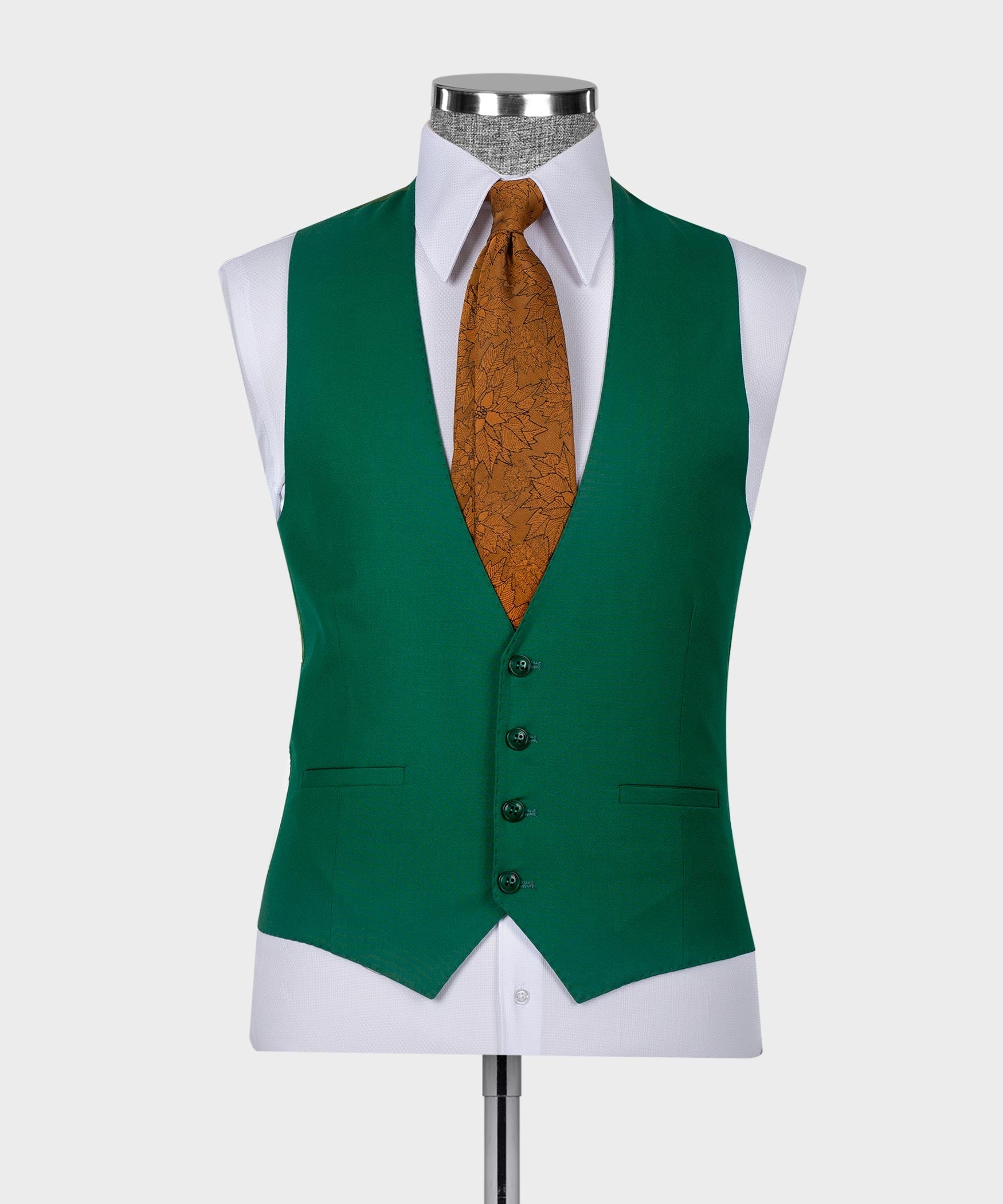 Newest Green Peaked Lapel Men's Prom Suits With Waistcoat