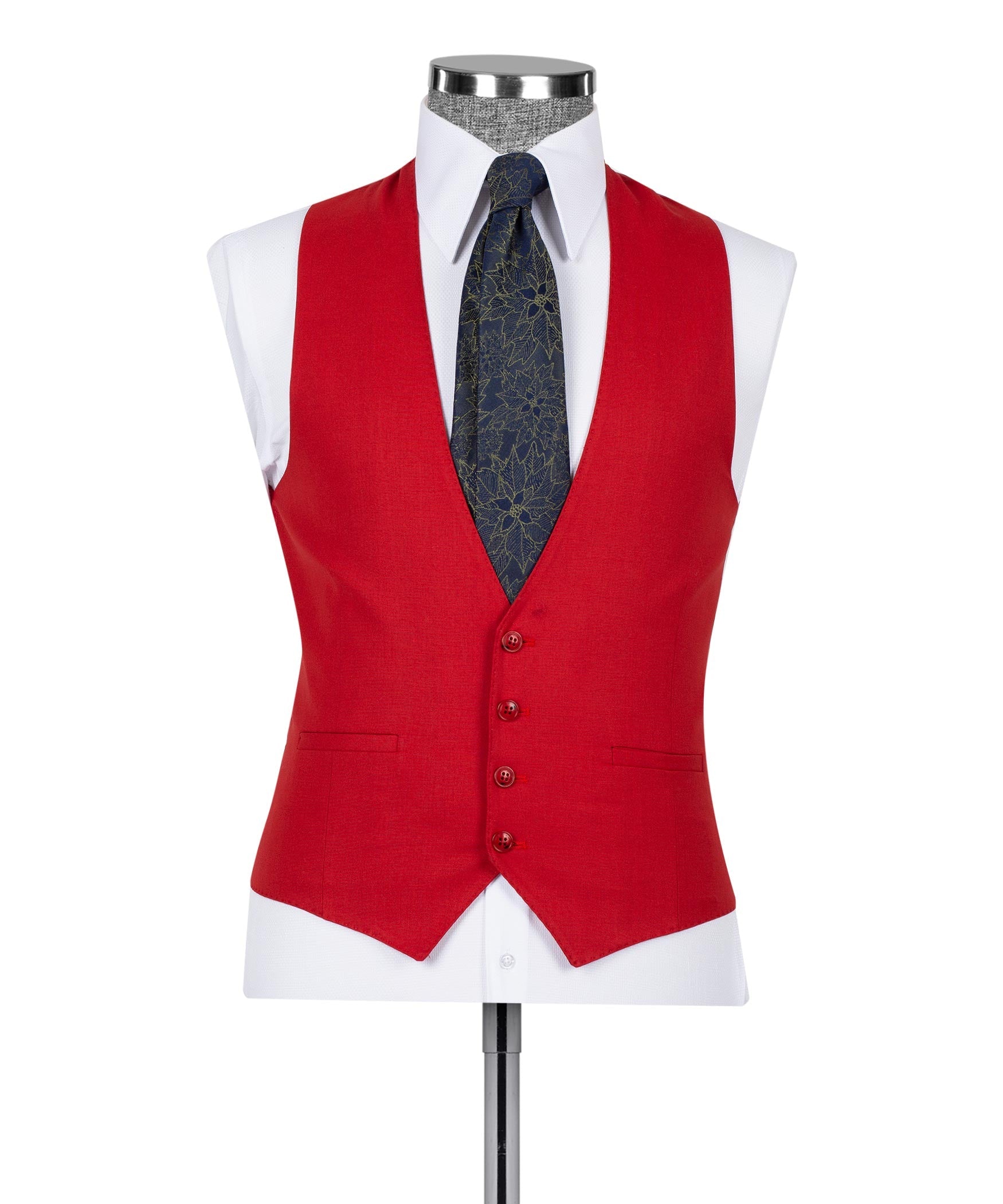 Glamorous Red Peaked Lapel 3 Pieces Prom Suits