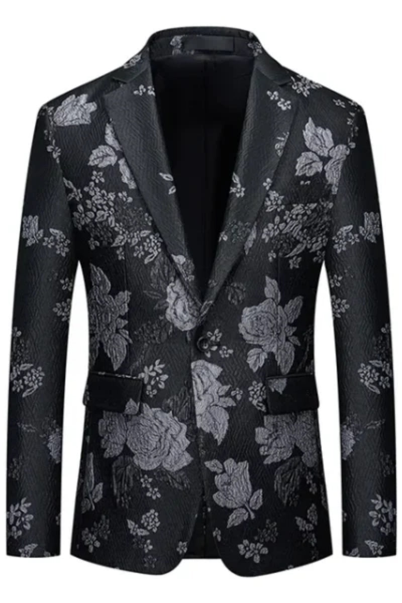 Black Flowers Business Men's Blazer