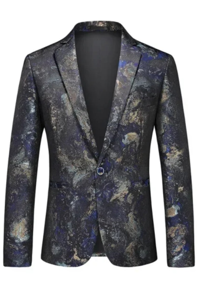 Modern One Button Slim Fit Jacquard Men’s Jacket