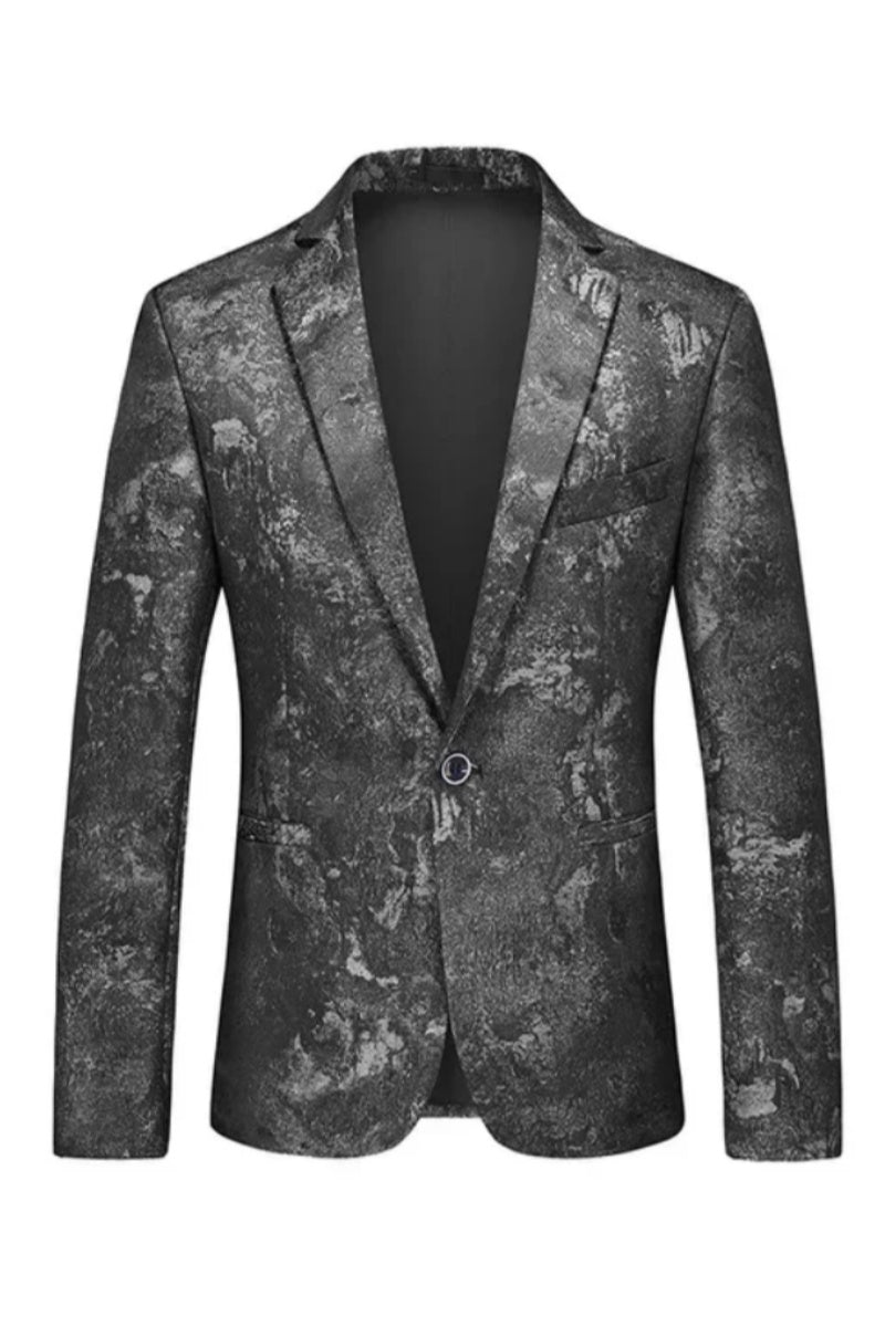 Modern One Button Slim Fit Jacquard Men’s Jacket