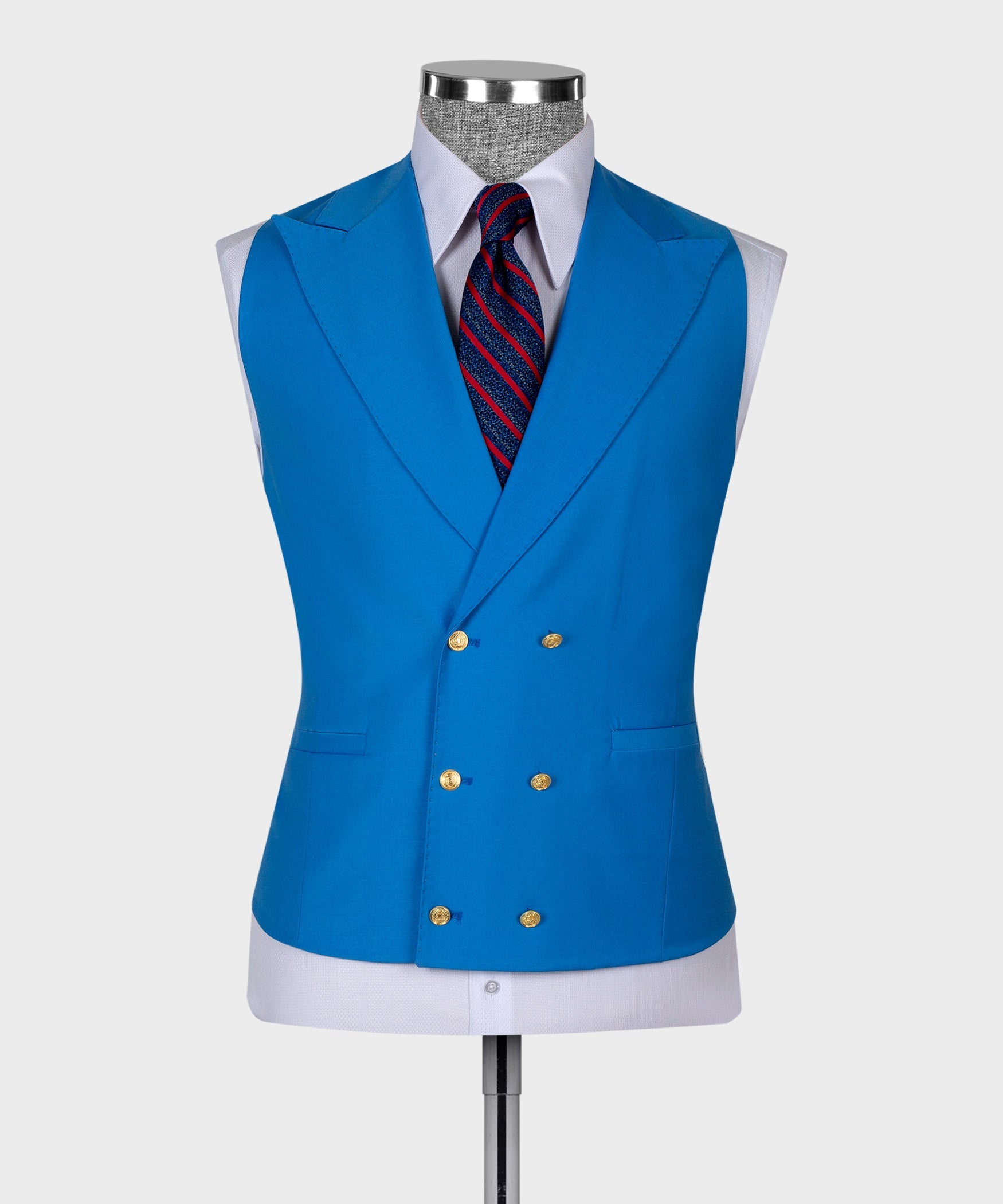 Sapphire Blue Newest Close Fitting Men Suits With Waistcoat